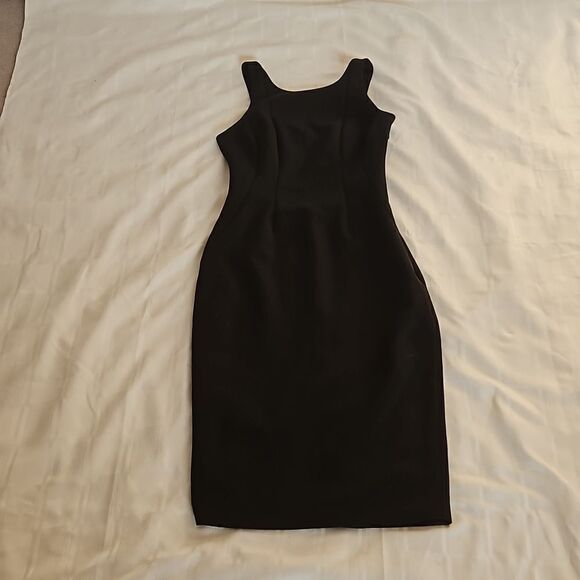 HP Marciano Cocktail Bodycon Midi Dress With Sheer Back Small Black - Picture 16 of 16